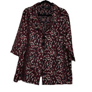 MAGGIE BARNES Unique Abstract Design Blazer Jacket Black Red Womens Sz 2X 22/24‎